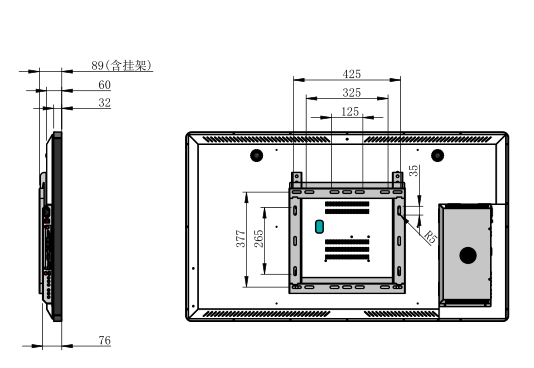 55寸壁掛式觸摸查詢(xún)一體機(jī)圖紙